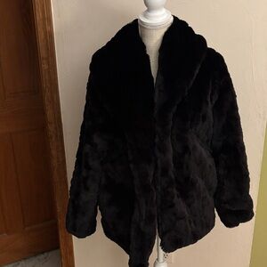 Zara Black Teddy Jacket. Faux fur. Side pockets